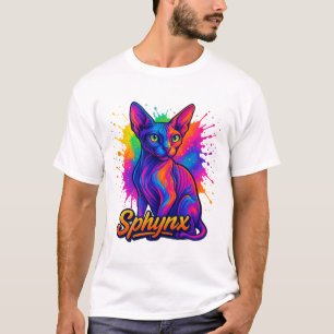 Vibrant Pop Art Sphynx Cat – Colourful Modern T-Shirt