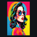 Vibrant Pop Art Woman Retro Chic Wall Decor Photo Print<br><div class="desc">Brighten your space with this bold and colourful AI-generated pop art photo enlargement art print, featuring a stylish woman in vibrant hues reminiscent of the iconic 1960s pop art movement. The artwork radiates with electric colours—pinks, yellows, blues, and greens—capturing the essence of retro chic with a modern twist. Her oversized...</div>
