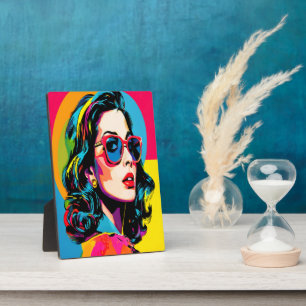 Vibrant Pop Art Woman Retro Chic Wall Decor Plaque