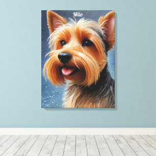 Vibrant Pop Pointillism Yorkshire Terrier Art Canvas Print