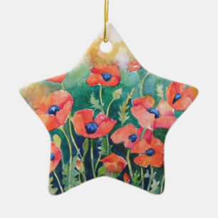 Vibrant Poppies Ceramic Tree Decoration
