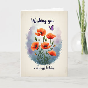 Vibrant Poppy Art Birthday Card