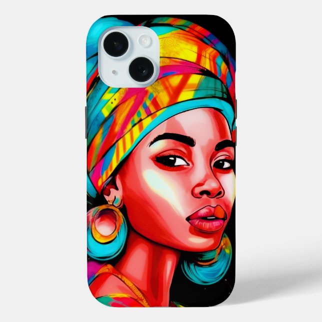 Vibrant Portrait with Colourful Headwrap  Case-Mate iPhone Case (Back)