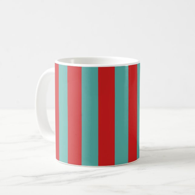 Vibrant Postbox Mermaid Stripes Coffee Mug (Front Left)