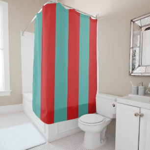Vibrant Postbox Mermaid Stripes Shower Curtain