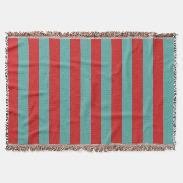 Vibrant Postbox Mermaid Stripes Throw Blanket (Front)