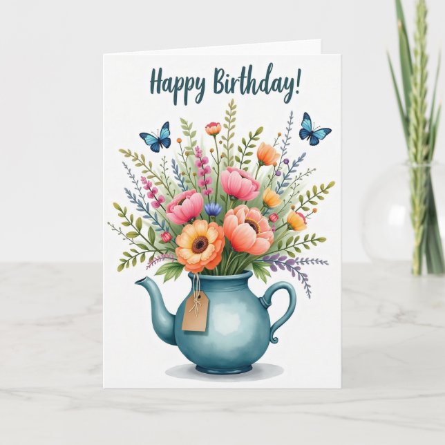 Vibrant Pot Birthday Card (Front)