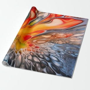 Vibrant Pour Ink Abstract Wrapping Paper
