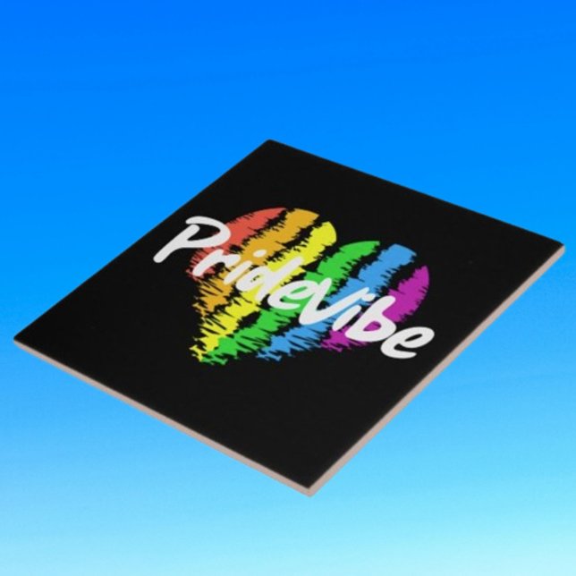 Vibrant PrideVibe: Showcase Your Rainbow Heart Ceramic Tile (Creator Uploaded)