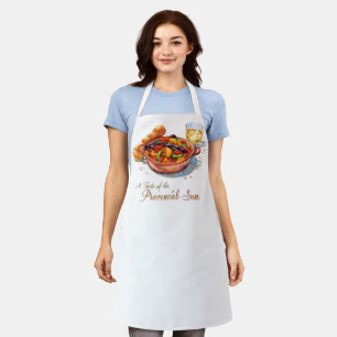 Vibrant Provencal Ratatouille Watercolor Painting Apron