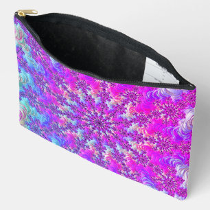 Vibrant Psychedelic Colourful Groovy Fractal Burst Accessory Pouch