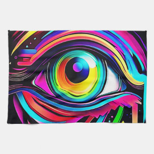 Vibrant Psychedelic Eye Art Tea Towel