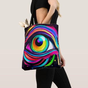 Vibrant Psychedelic Eye Art Tote Bag
