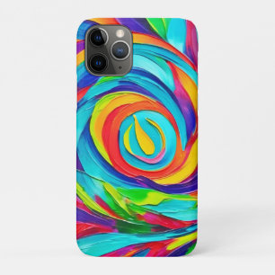 Vibrant Psychedelic Floral Spiral Painting iPhone 11 Pro Case