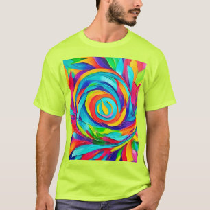 Vibrant Psychedelic Floral Spiral Painting T-Shirt