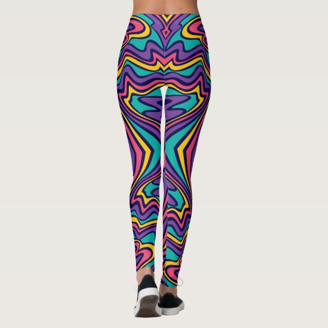 Vibrant Psychedelic Flow Pattern Leggings (Back)