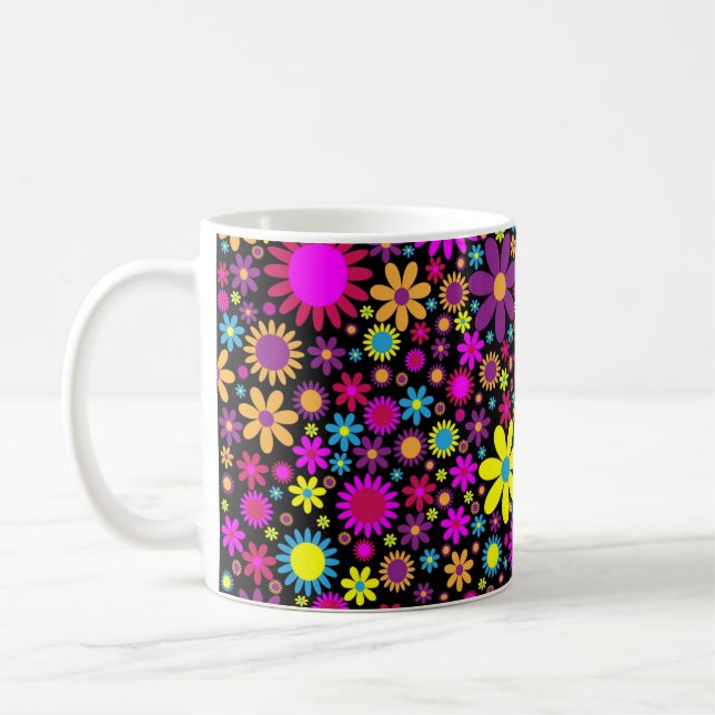 Vibrant Psychedelic Flowers in Bloom-67566 Coffee Mug (Left)
