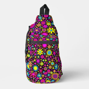 Vibrant Psychedelic Flowers in Bloom Sling Bag