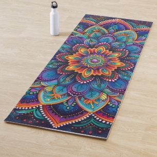 Vibrant Psychedelic Mandala Meditation Yoga Mat
