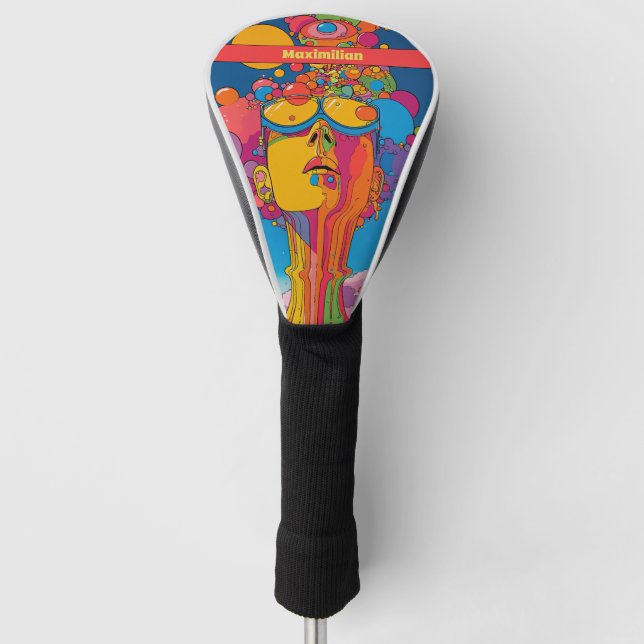 Vibrant Psychedelic Pop Art Groovy Retro Design Golf Head Cover (Front)