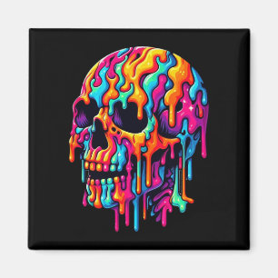 Vibrant Psychedelic Skull Magnet
