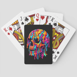 Vibrant Psychedelic Skull Playing Cards