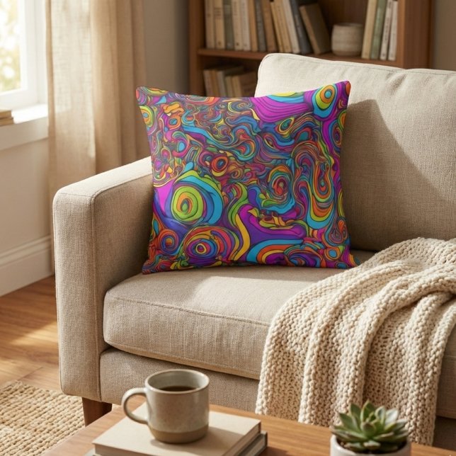 Vibrant Psychedelic Swirl - Abstract Groovy Cushion (Creator Uploaded)