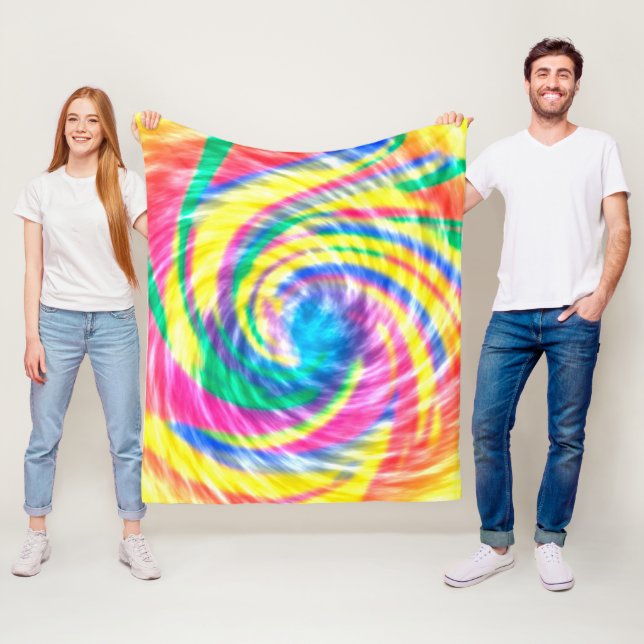 Vibrant Psychedelic Tie Dye Fleece Blanket (In Situ)