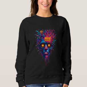 Vibrant Psychedelic Trippy Face Mind Meltdown Surr Sweatshirt