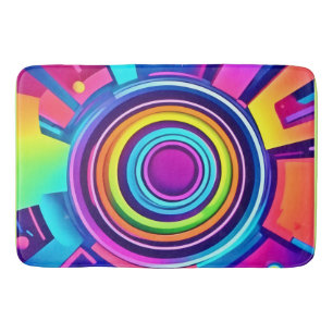 Vibrant Psychedelic Vortex Art Bath Mat