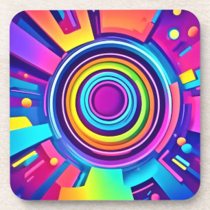 Vibrant Psychedelic Vortex Art Coaster