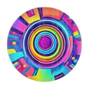 Vibrant Psychedelic Vortex Art Cutting Board