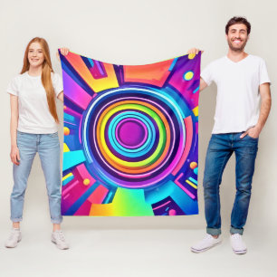 Vibrant Psychedelic Vortex Art Fleece Blanket