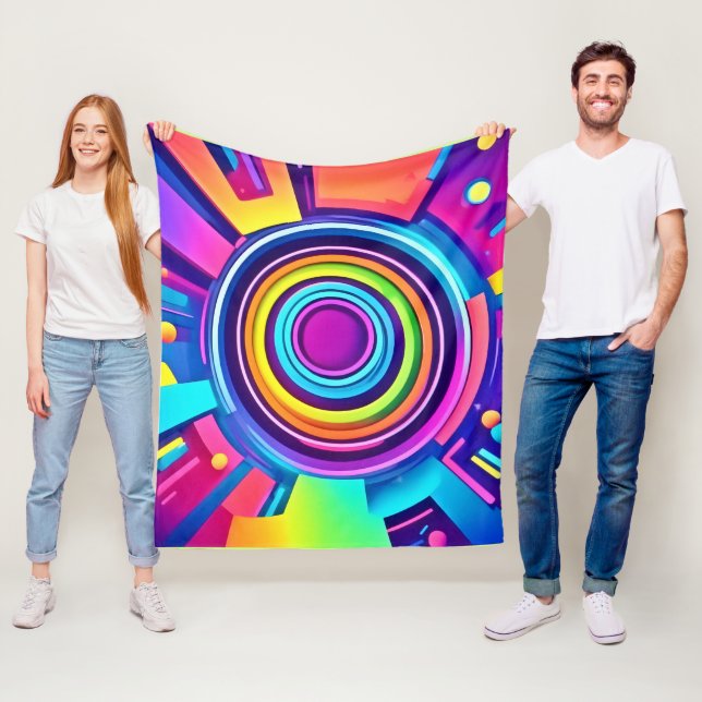 Vibrant Psychedelic Vortex Art Fleece Blanket (In Situ)
