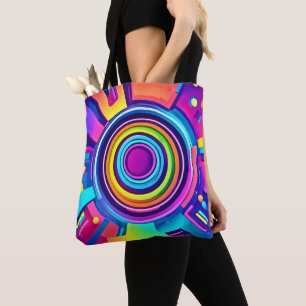 Vibrant Psychedelic Vortex Art Tote Bag
