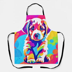 Vibrant Puppy Art Apron