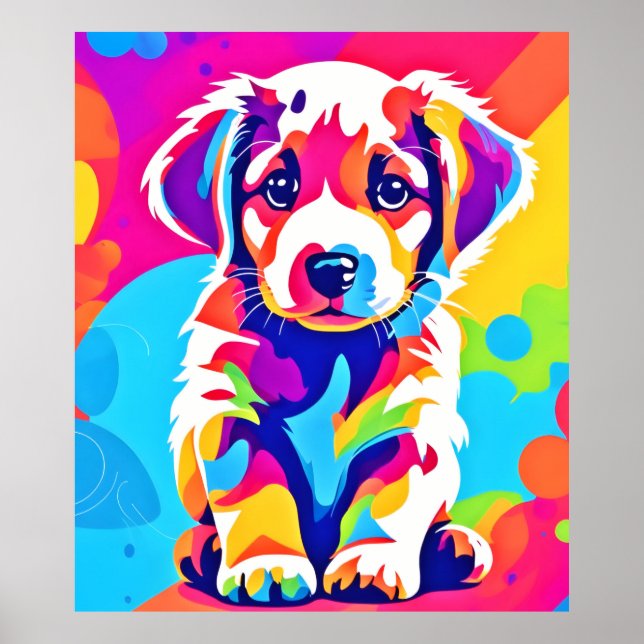 Vibrant Puppy Art Poster (Front)