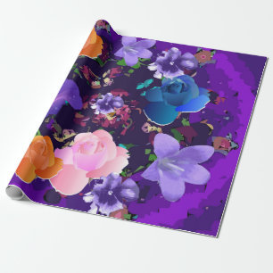 Vibrant Purple Abstract Floral Wrapping Paper