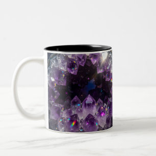 Vibrant Purple Amethyst Crystal Geode Sparkling Two-Tone Coffee Mug