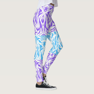Vibrant Purple and Blue Abstract Swirl Pattern Leggings