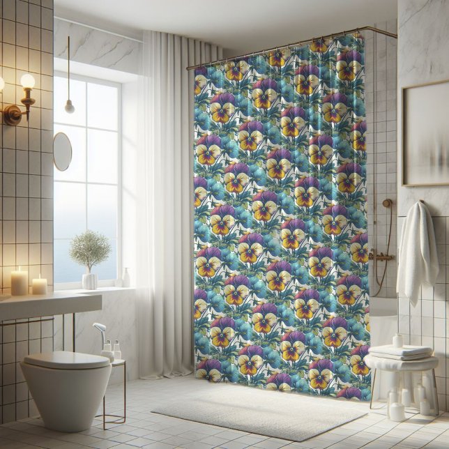 Vibrant Purple and Blue Modern Floral Pattern  Shower Curtain (Creator Uploaded)