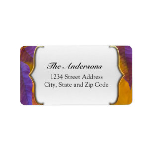 Vibrant Purple and Gold Fall Leaves Label
