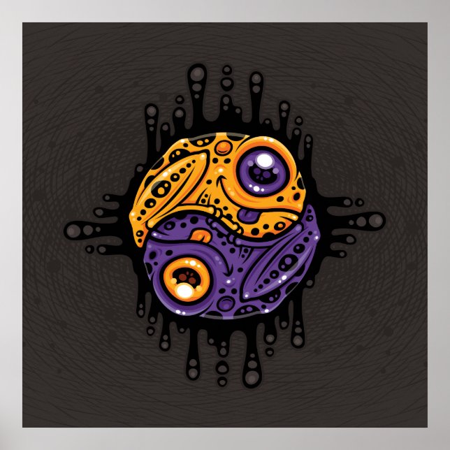 Vibrant Purple and Gold Poison Dart Frog Yin Yang Poster (Front)