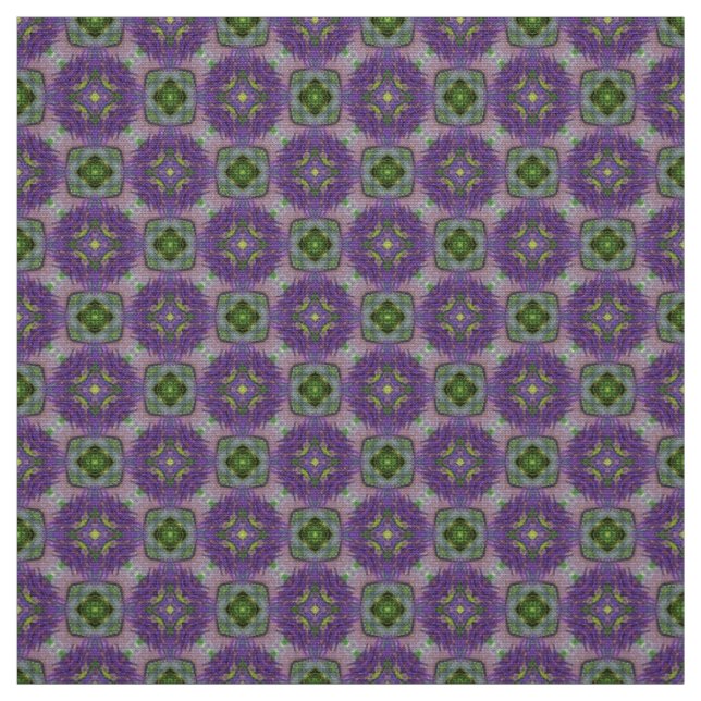 Vibrant Purple and Green Tile Pattern Fabric (Swatch)