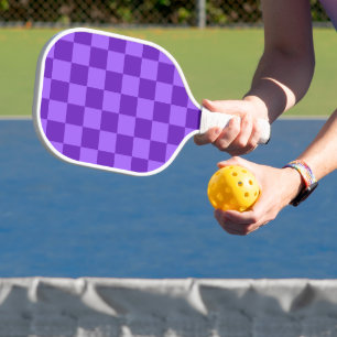 Vibrant Purple and Lavender Chequerboard Pickleball Paddle
