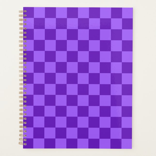 Vibrant Purple and Lavender Chequerboard  Planner (Front)