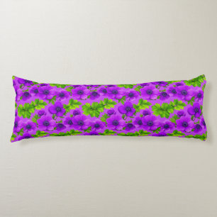 Vibrant Purple Anemone Flowers Body Cushion