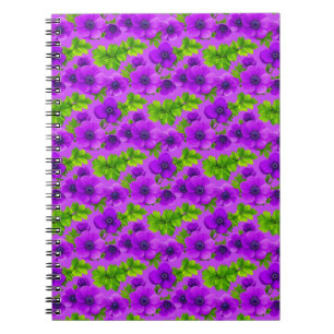 Vibrant Purple Anemone Flowers Notebook