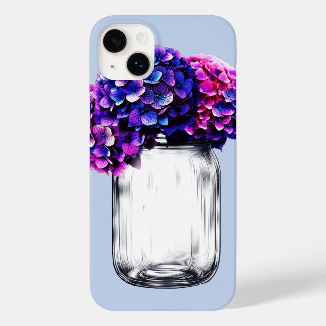 Vibrant Purple Blue Pink Hydrangea Floral Case-Mate iPhone Case (Back)