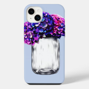 Vibrant Purple Blue Pink Hydrangea Floral iPhone 14 Plus Case